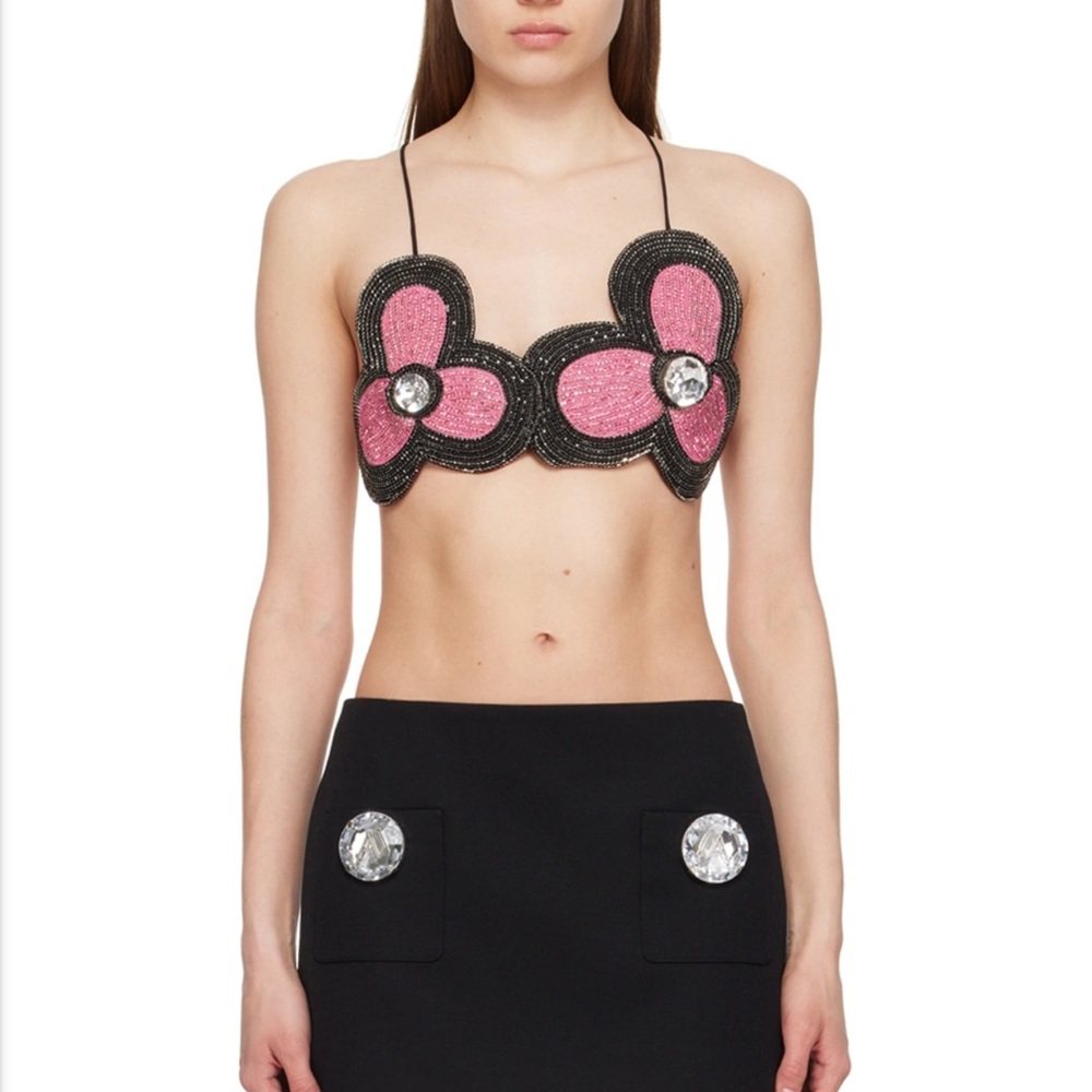 AREA Black Beaded Bralette